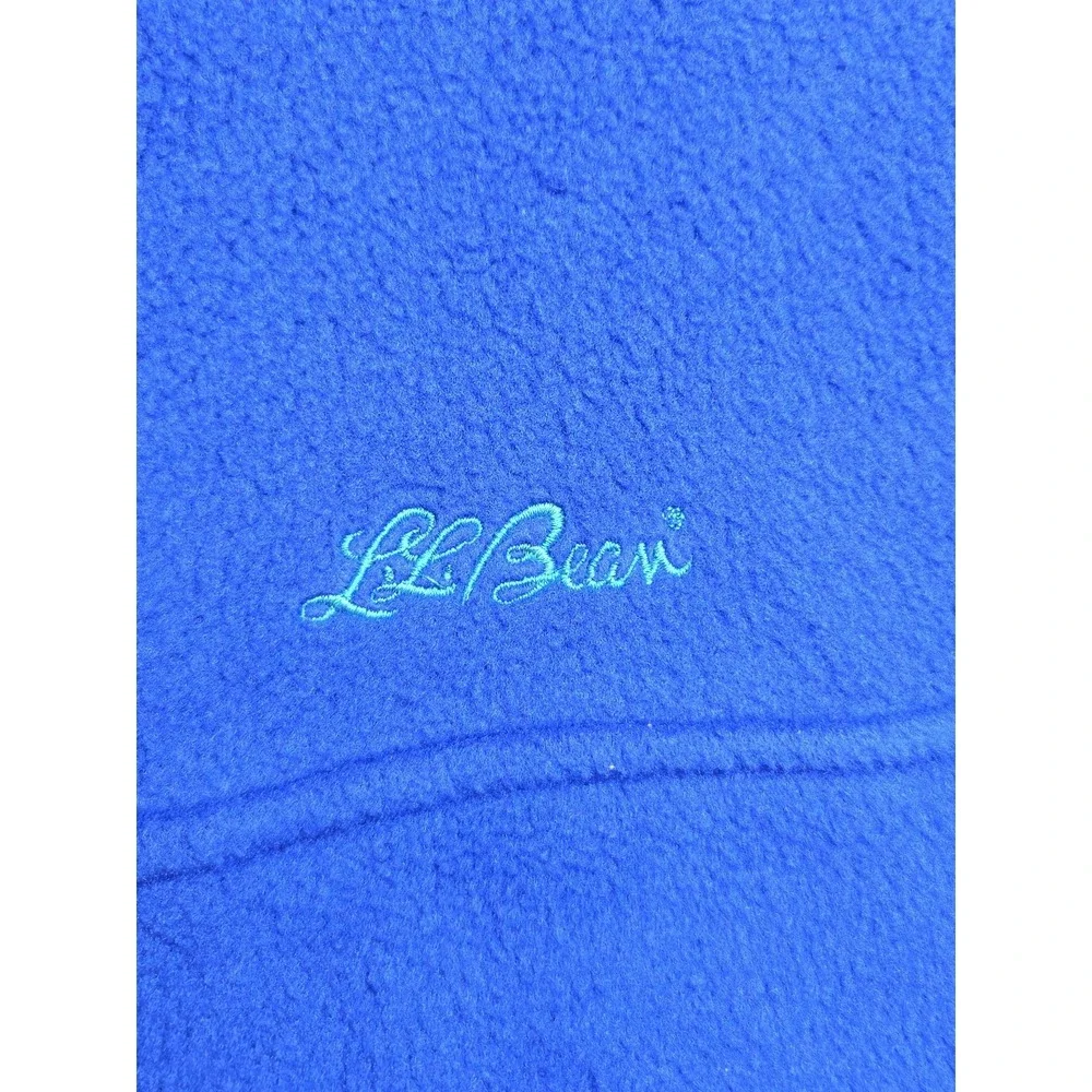 Vintage 90s‎ LL Bean Spell Out Script Snap Button Fleece Sweater Blue USA Mens L